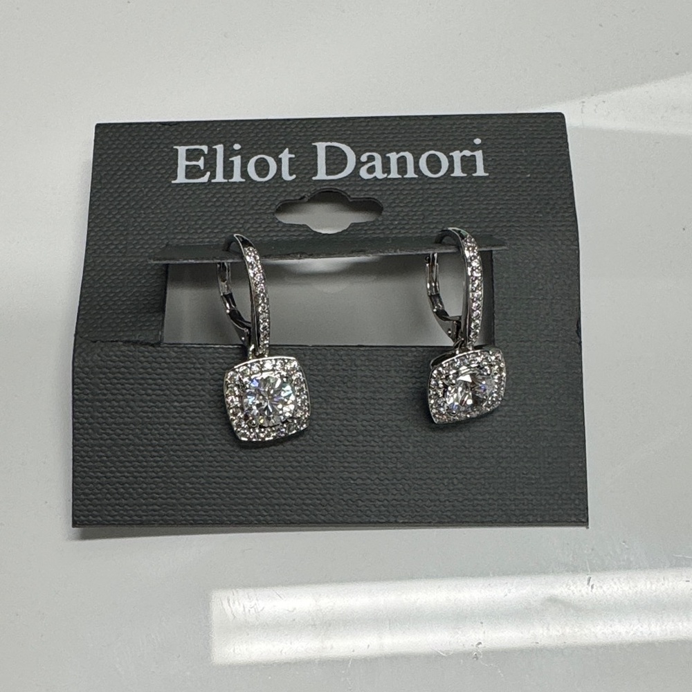 Eliot Danori Silver Dangle Earrings with Crystals